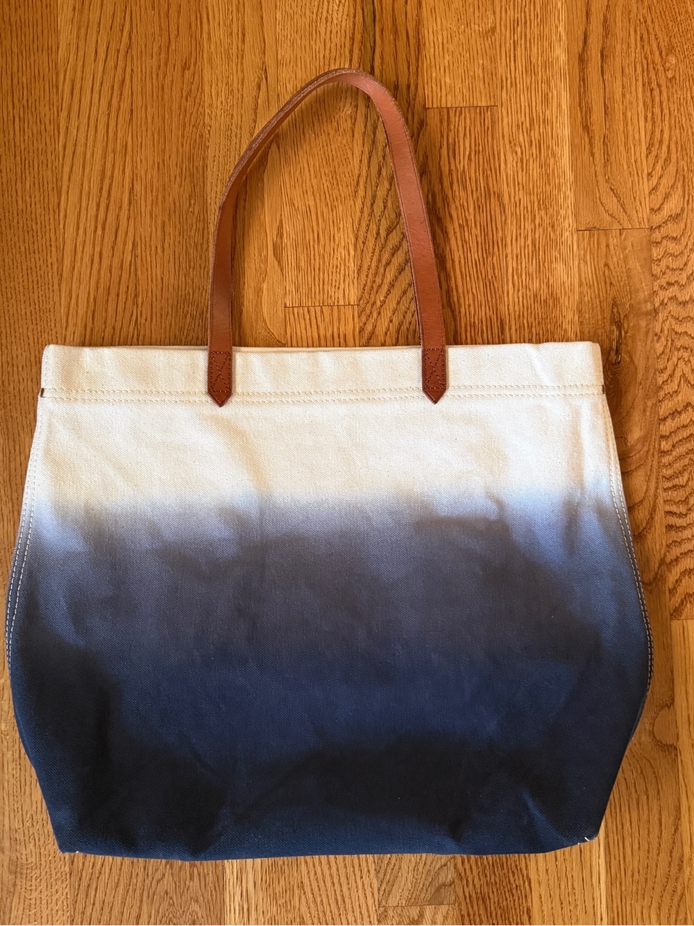 Madewell Canvas Tote Canvas Ombre Tote Bag with Brown Leather Handles